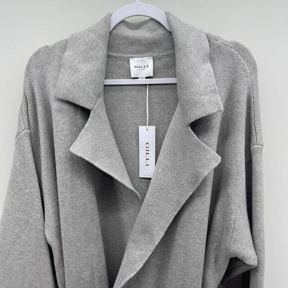 GILLI Light Gray Long Line Wrap Sweater - Picture 3 of 5